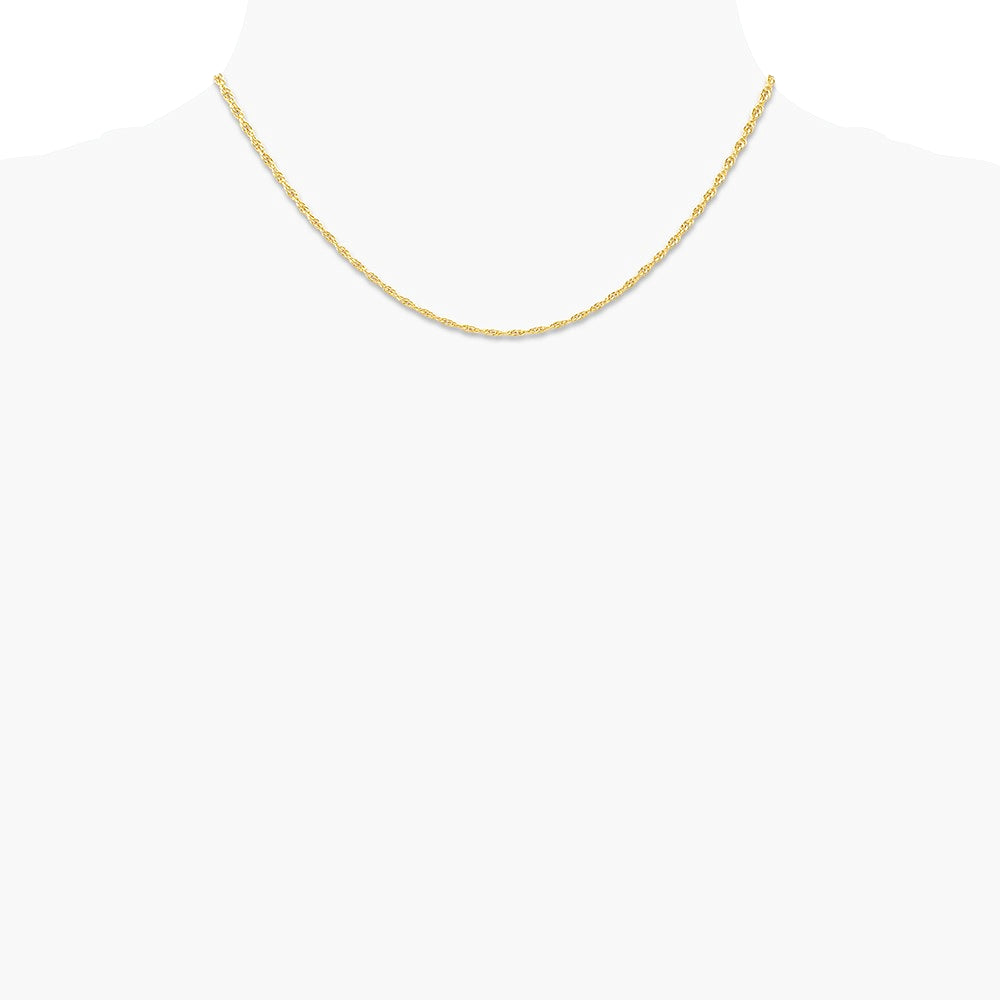 14K Yellow Gold 1.55mm Carded Cable Rope Chain Necklace 16"-24" - Product Photo