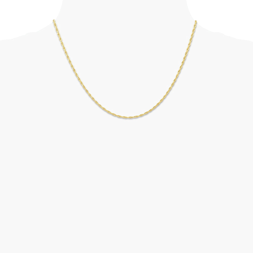 14K Yellow Gold 1.55mm Carded Cable Rope Chain Necklace 16"-24" - Product Photo