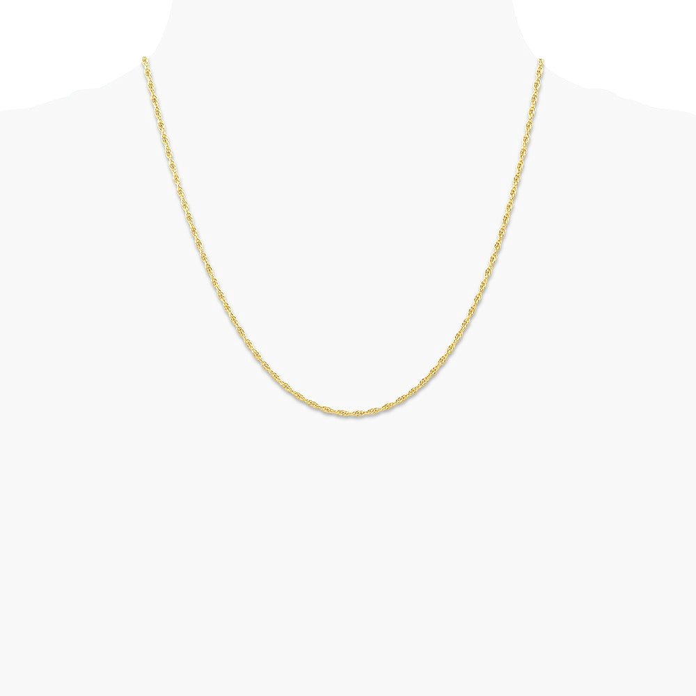 14K Yellow Gold 1.55mm Carded Cable Rope Chain Necklace 16"-24" - Product Photo