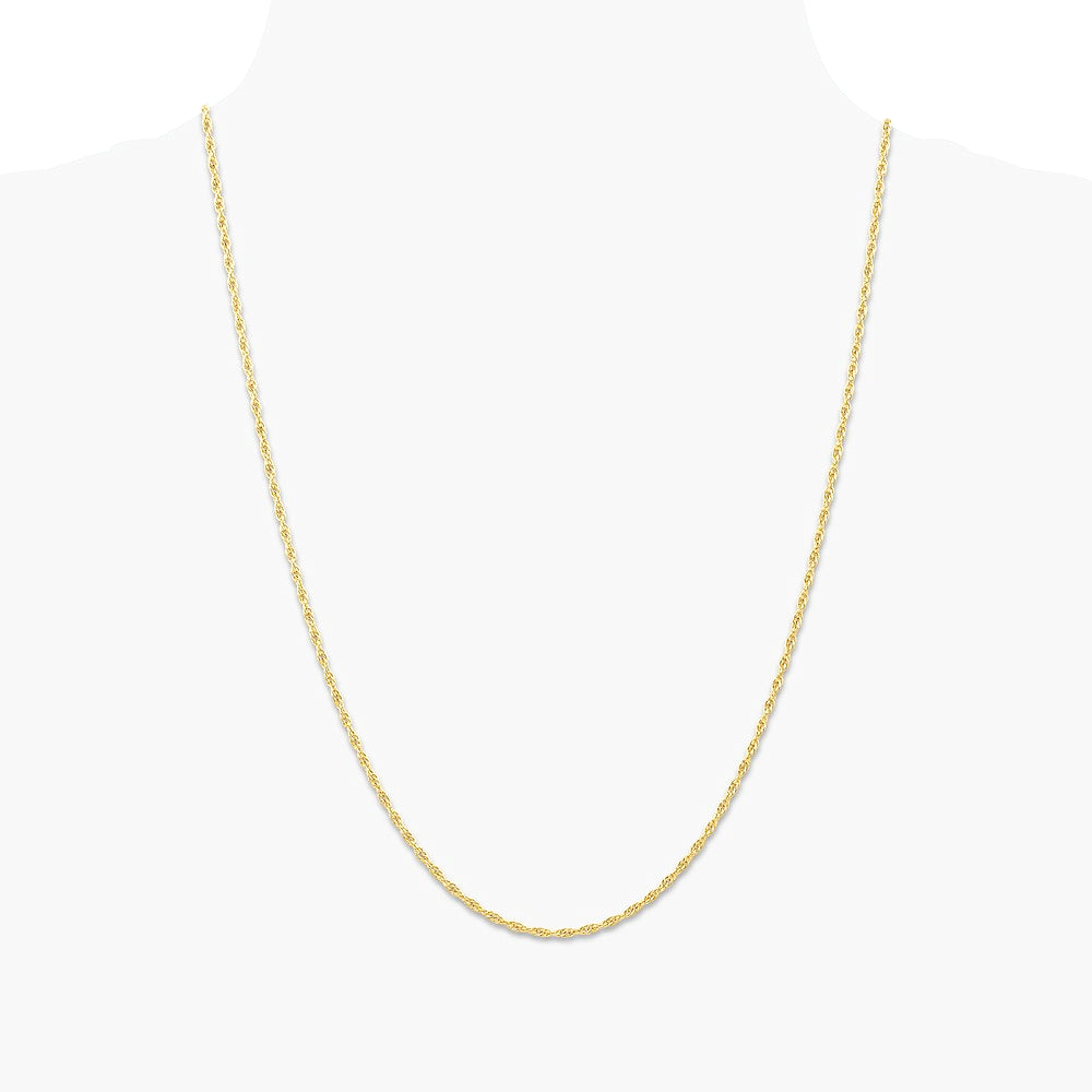 14K Yellow Gold 1.55mm Carded Cable Rope Chain Necklace 16"-24" - Product Photo