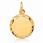 14k Etched .011 Gauge Engravable Round Disc Charm - Lifestyle View