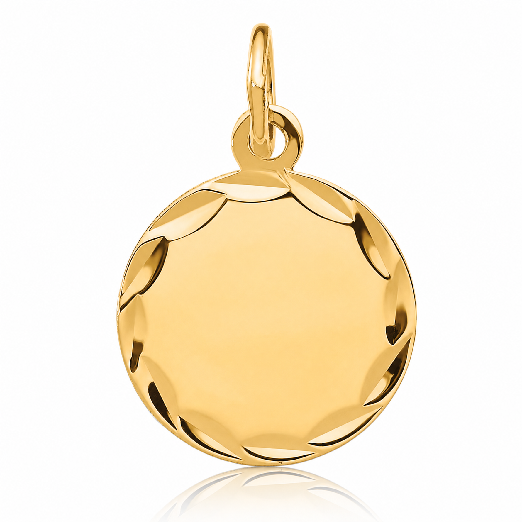 14k Etched .011 Gauge Engravable Round Disc Charm - Lifestyle View
