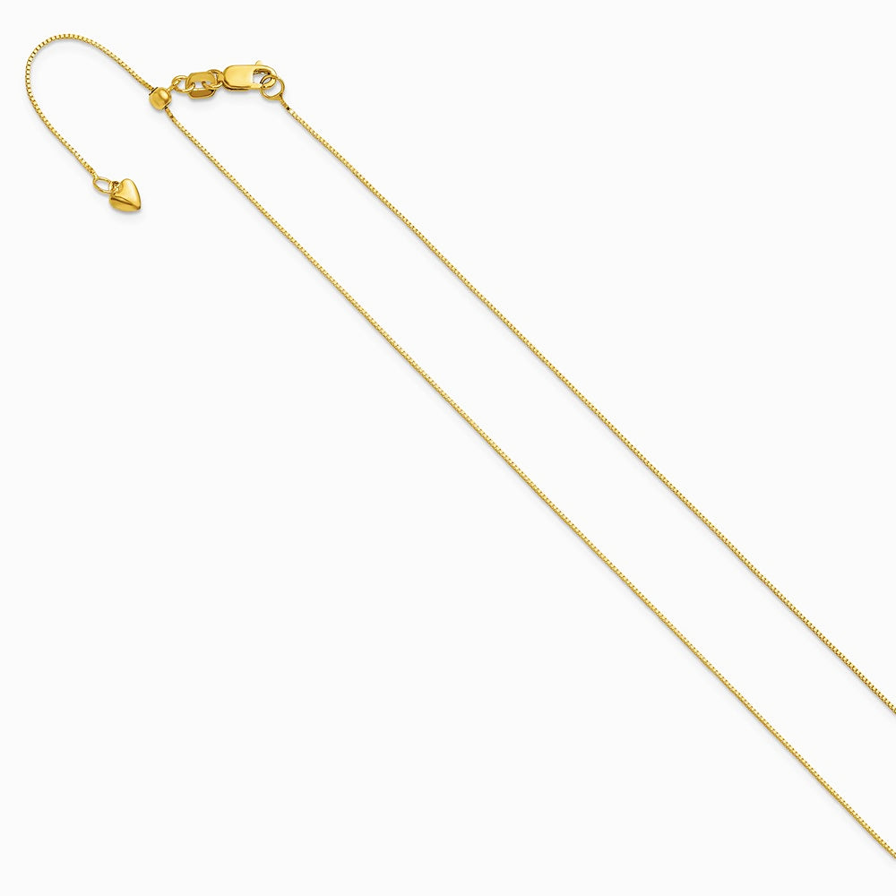 14K Yellow Gold Adjustable .55mm Baby Box Chain Necklace 22"-30" - Product Photo