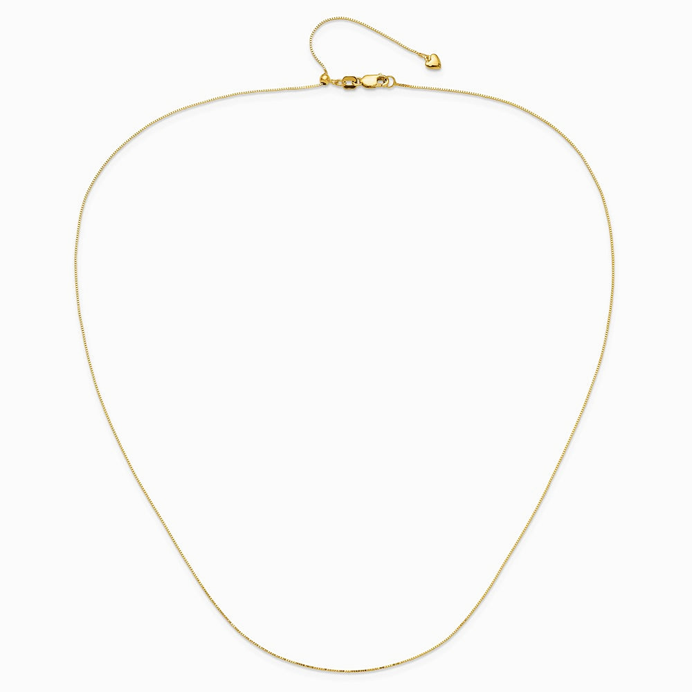 14K Yellow Gold Adjustable .55mm Baby Box Chain Necklace 22"-30" - Product Photo