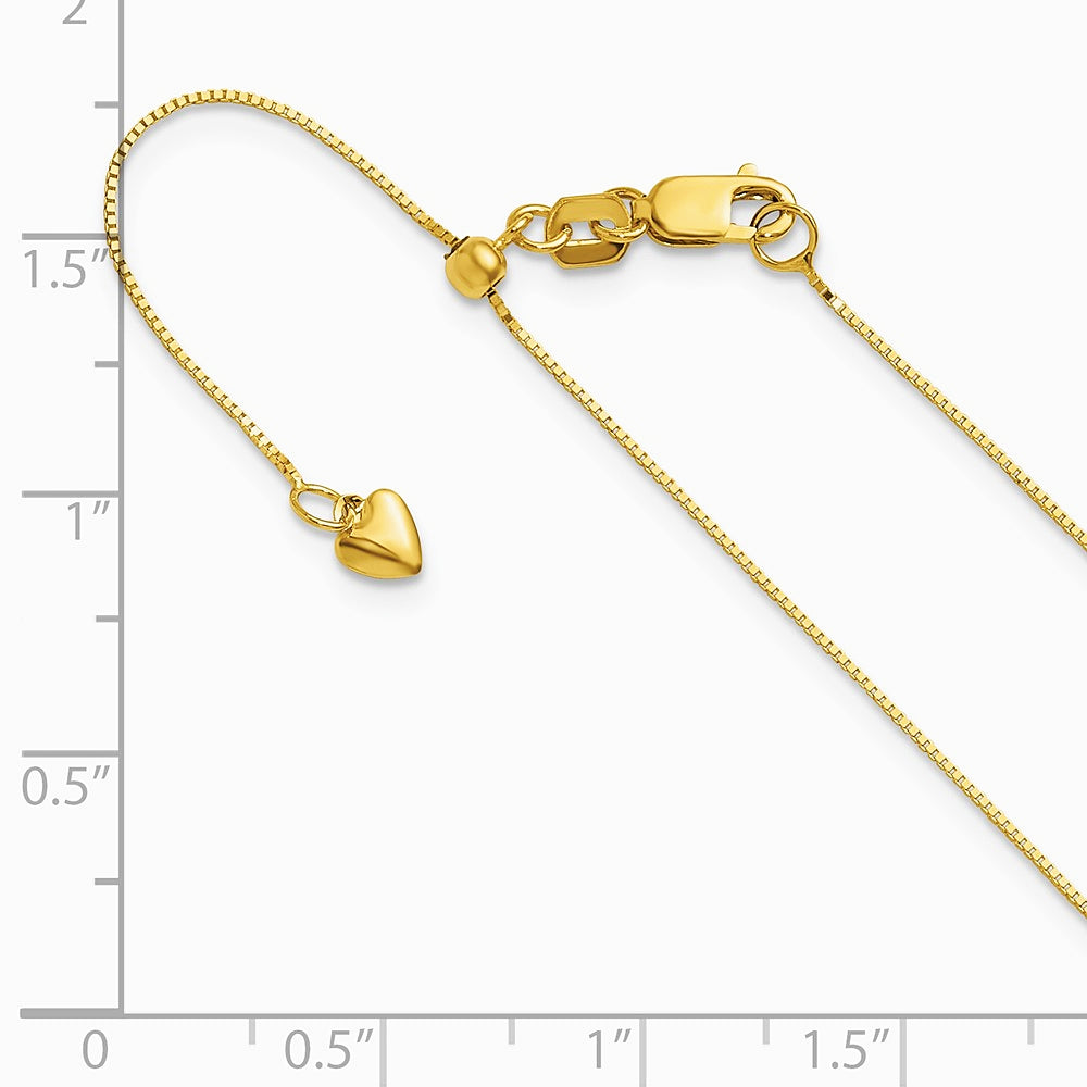 14K Yellow Gold Adjustable .55mm Baby Box Chain Necklace 22"-30" - Product Photo