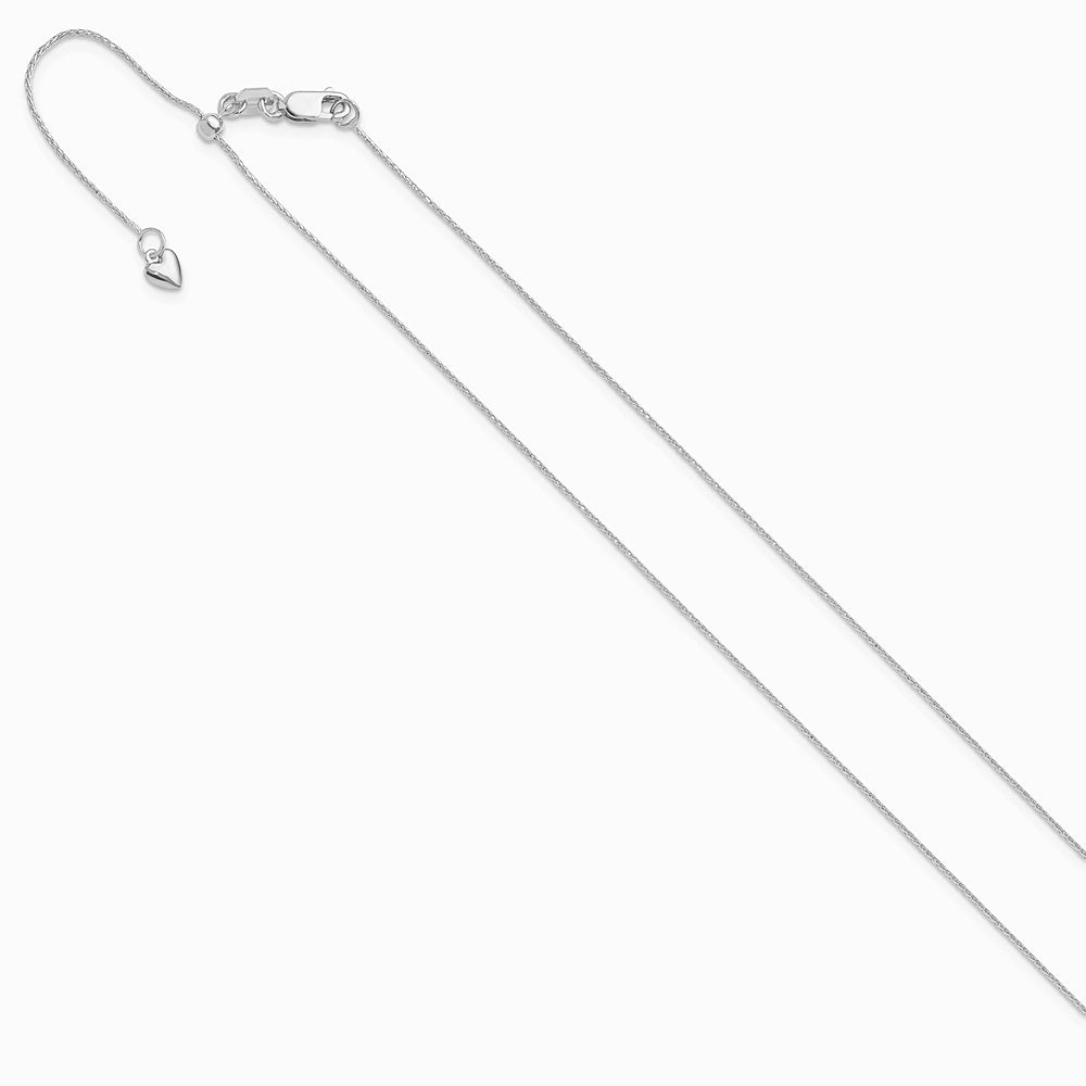 14K White Gold Adjustable .8mm Diamond-Cut Wheat Chain Necklace 22"-26" - Product Photo