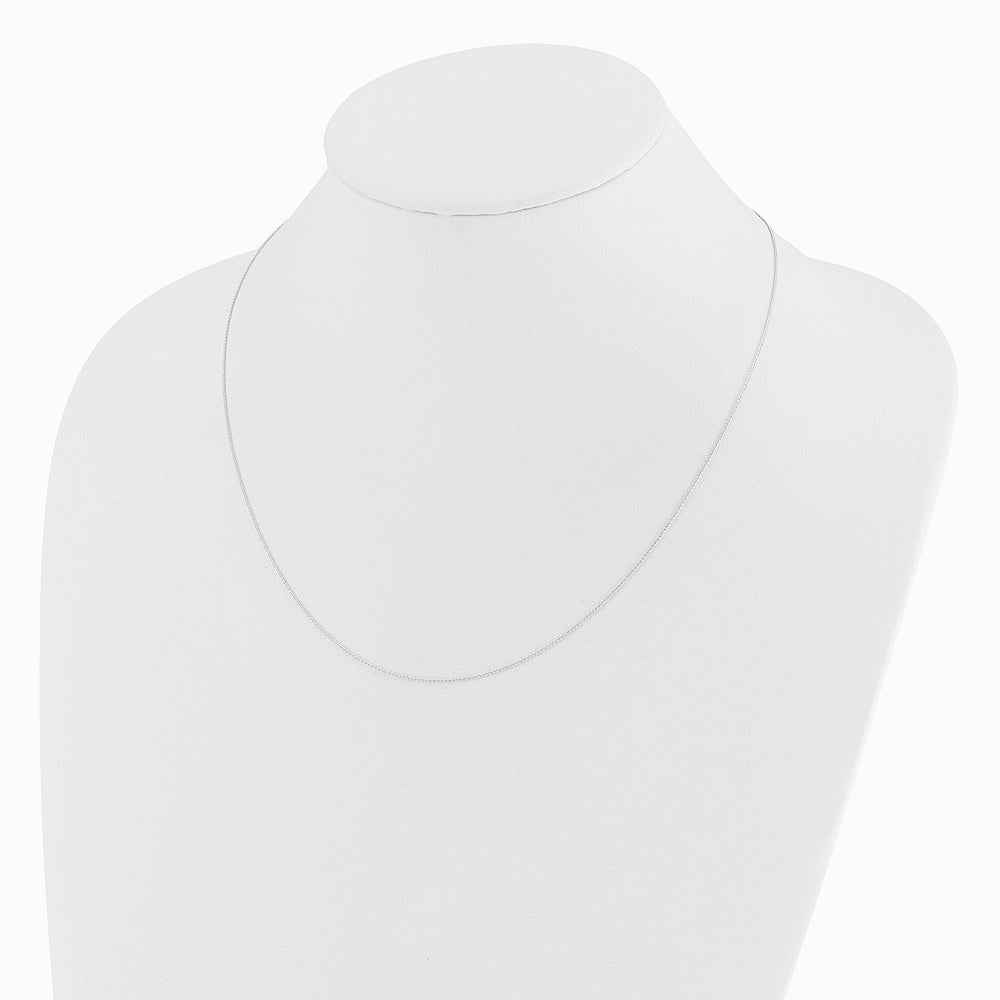 14K White Gold Adjustable .8mm Diamond-Cut Wheat Chain Necklace 22"-26" - Product Photo