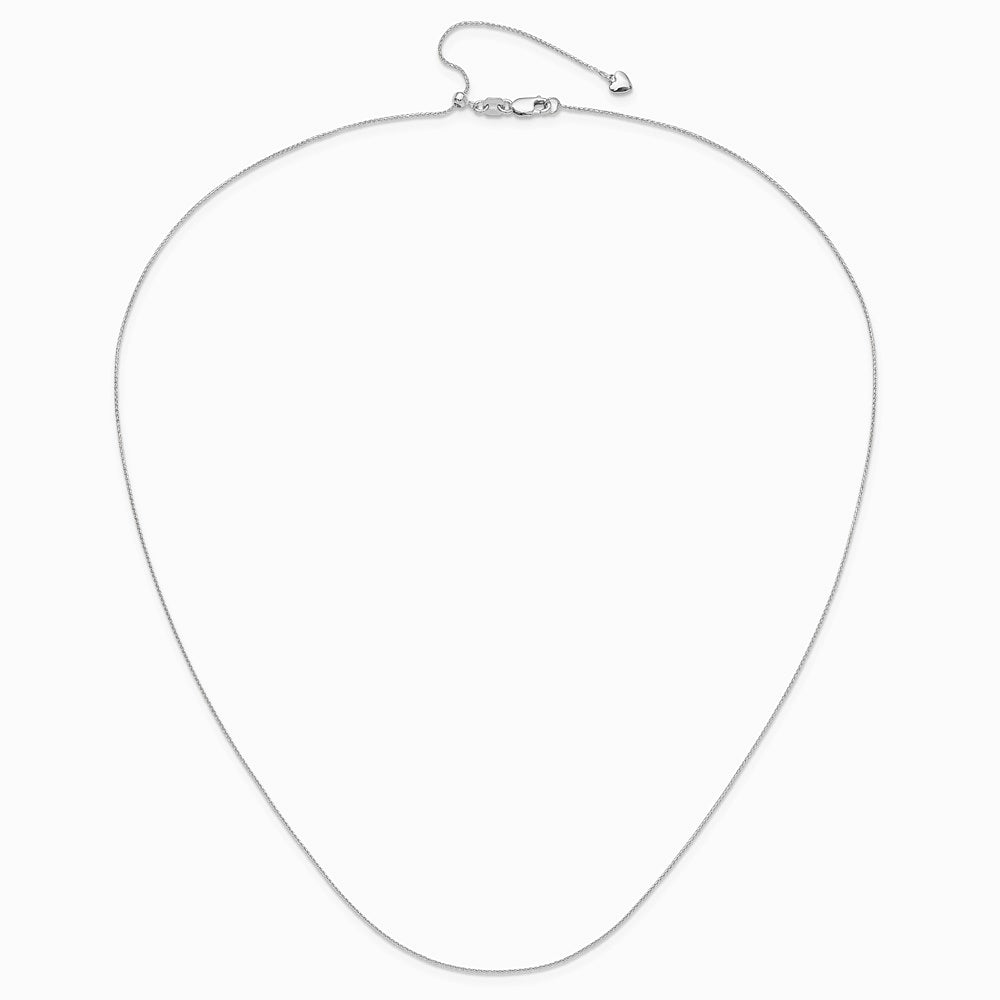 14K White Gold Adjustable .8mm Diamond-Cut Wheat Chain Necklace 22"-26" - Product Photo