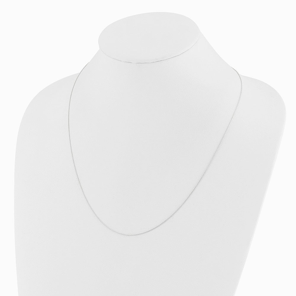 14K White Gold Adjustable .8mm Diamond-Cut Wheat Chain Necklace 22"-26" - Product Photo