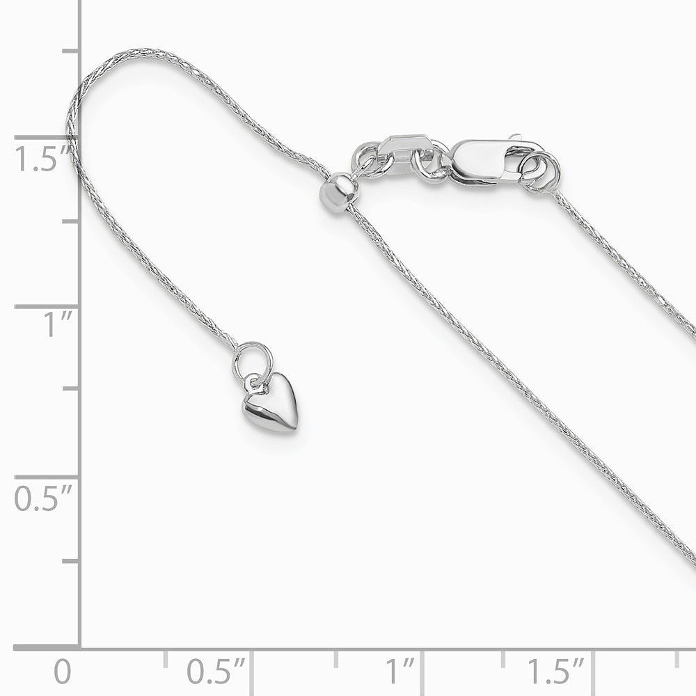 14K White Gold Adjustable .8mm Diamond-Cut Wheat Chain Necklace 22"-26" - Product Photo