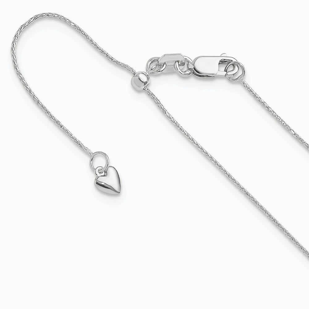 14K White Gold Adjustable .8mm Diamond-Cut Wheat Chain Necklace 22"-26"