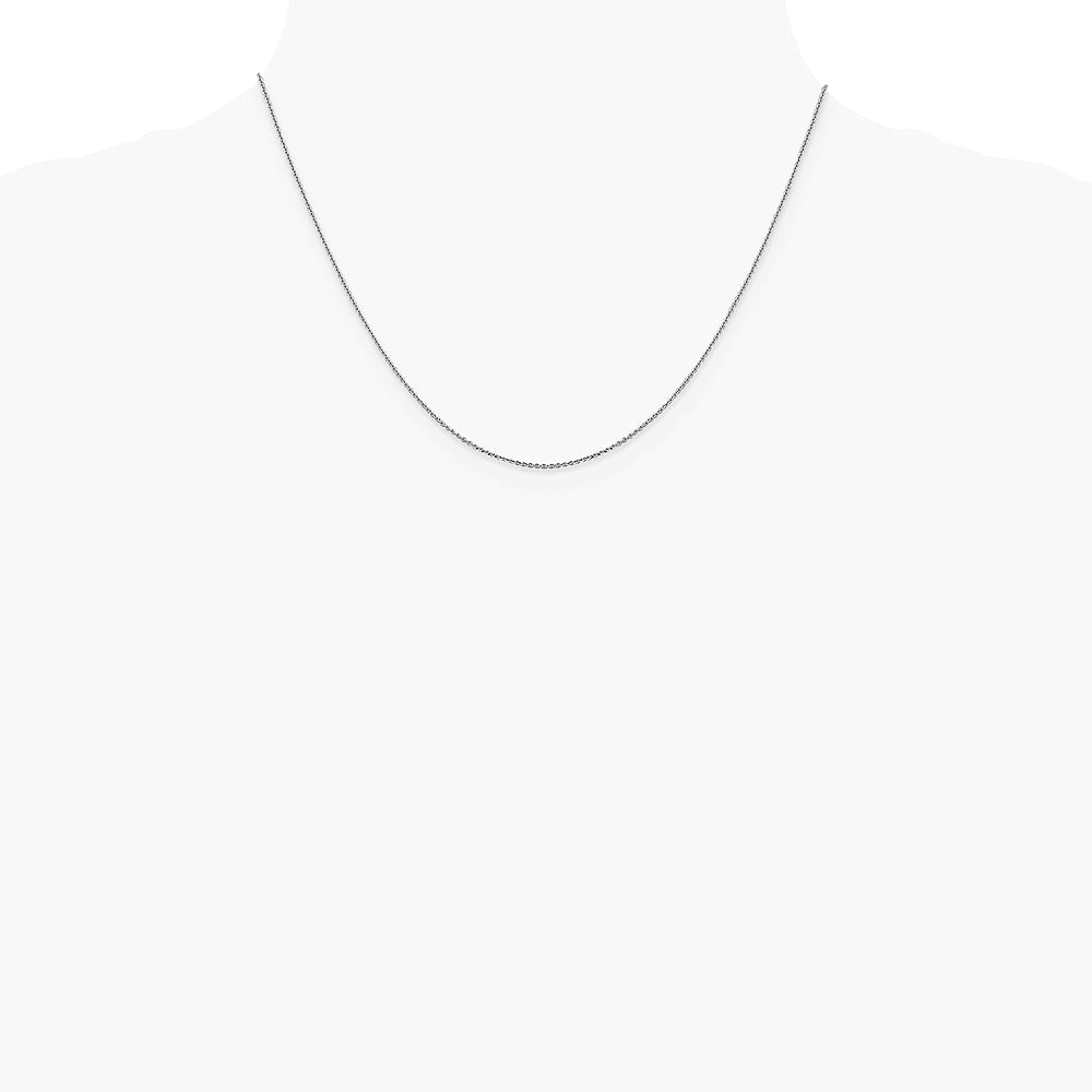 14K White Gold 1.0 mm Diamond-Cut Cable Chain Necklace 16"-24" - Product Photo