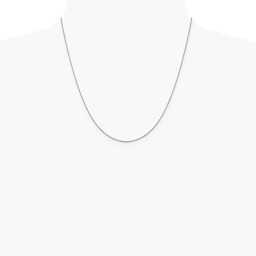 14K White Gold 1.0 mm Diamond-Cut Cable Chain Necklace 16"-24" - Product Photo