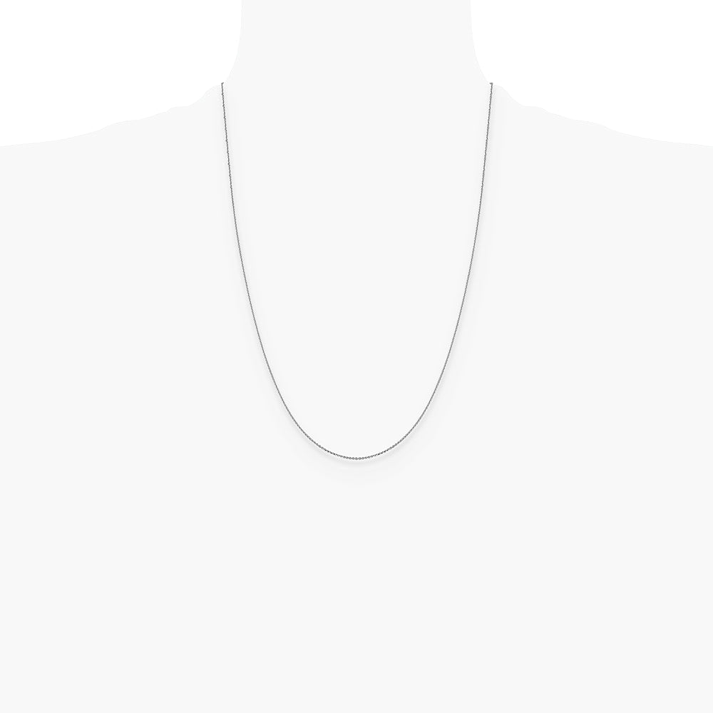 14K White Gold 1.0 mm Diamond-Cut Cable Chain Necklace 16"-24" - Product Photo