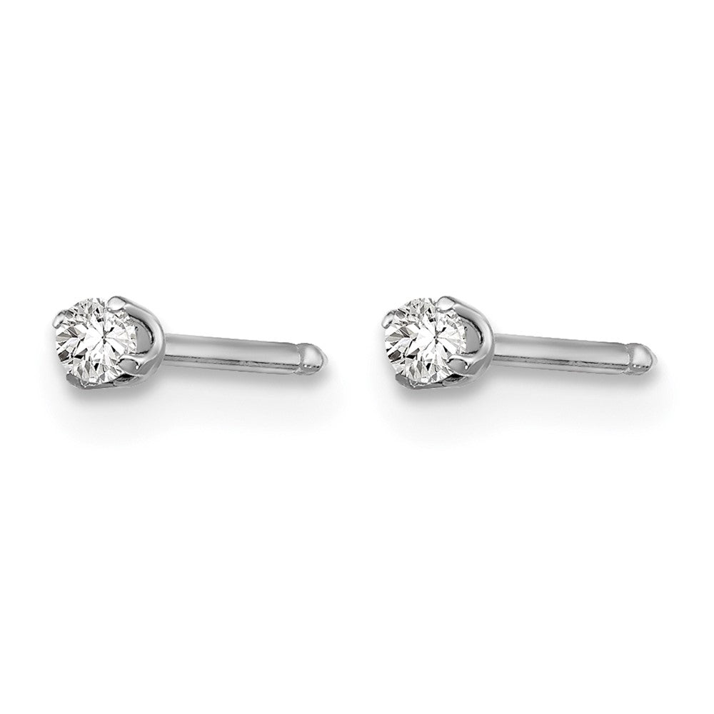 Inverness 14k White Gold 2mm CZ Post Earrings - Product Photo