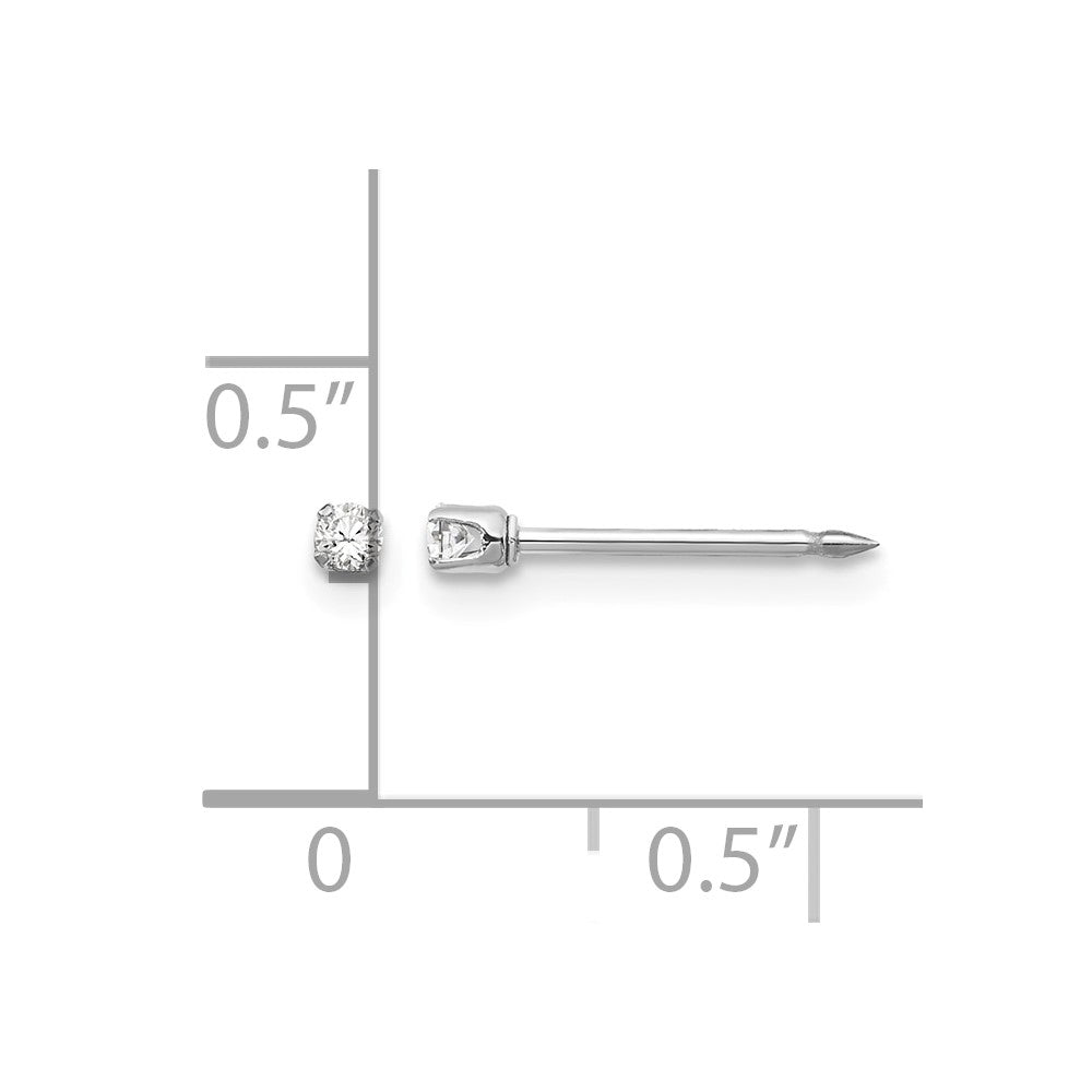 Inverness 14k White Gold 2mm CZ Post Earrings - Product Photo