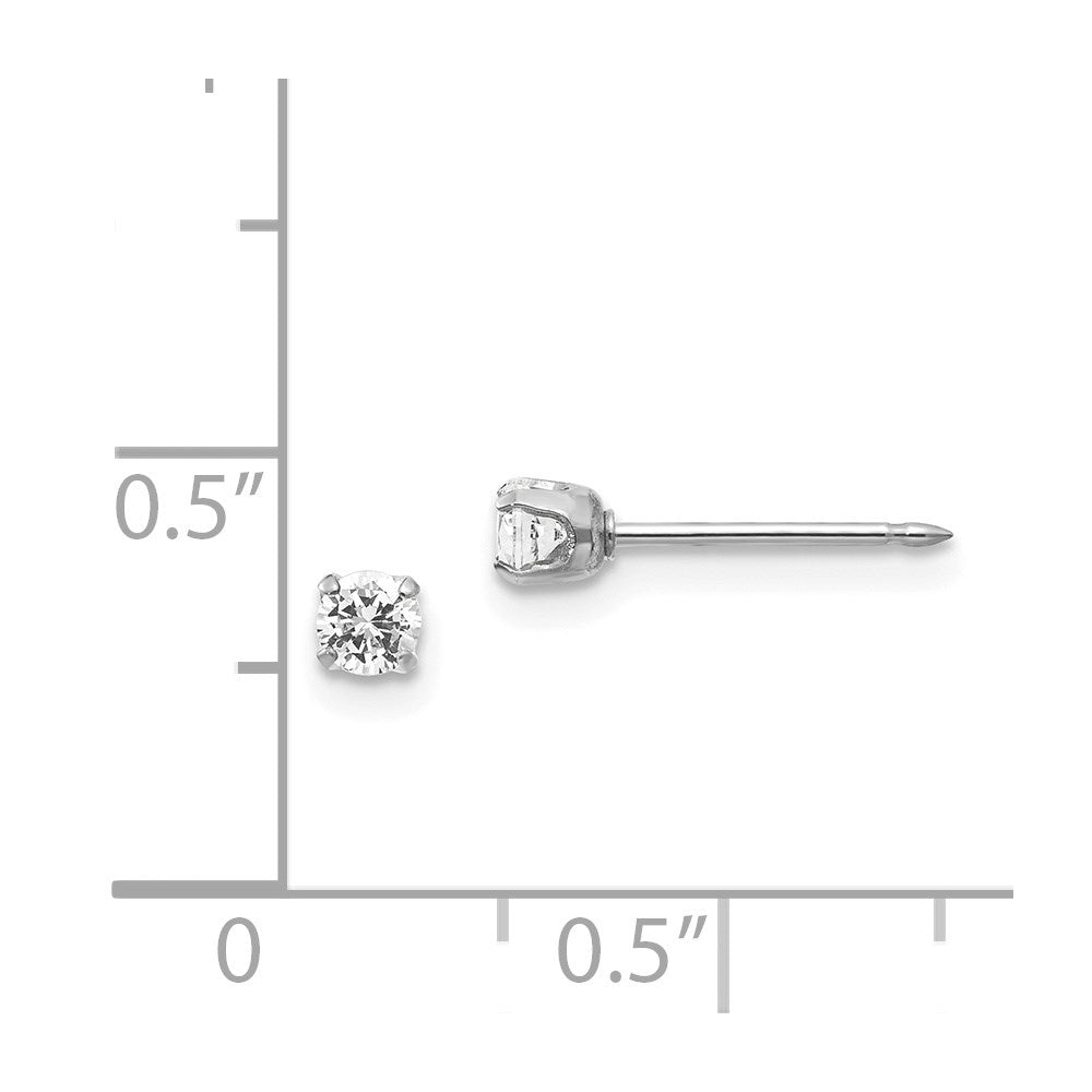 Inverness 14k White Gold 3mm CZ Post Earrings - Product Photo