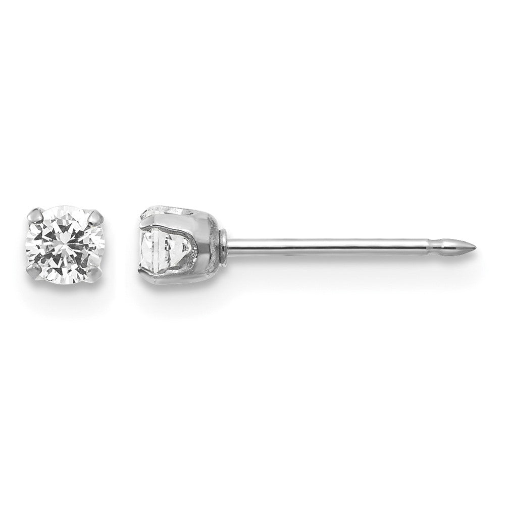 Inverness 14k White Gold 3mm CZ Post Earrings - Product Photo