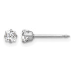 Inverness 14k White Gold 3mm Square CZ Post Earrings - Product Photo