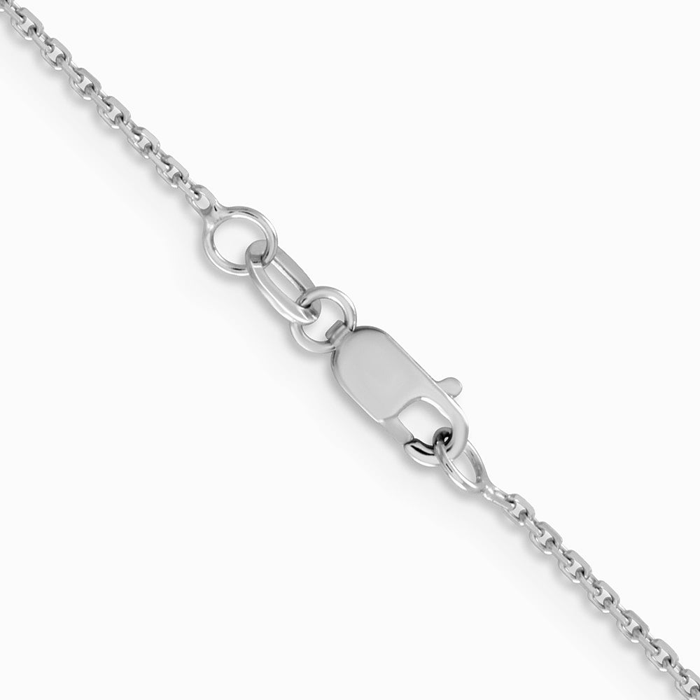 14K White Gold 1.05mm Diamond-Cut Cable Chain Necklace 16"-24" - Product Photo
