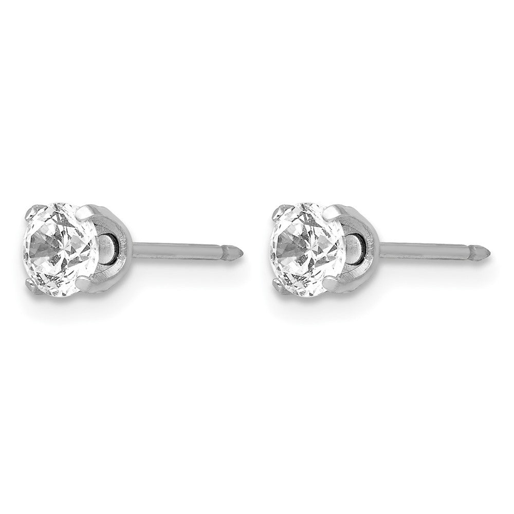 Inverness 14k White Gold 4.25mm CZ Post Earrings - Product Photo