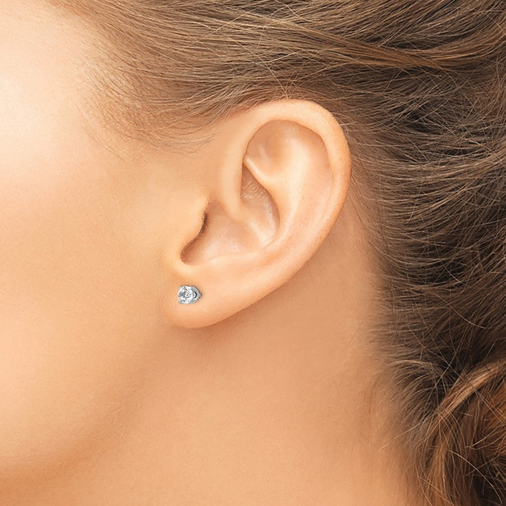 Inverness 14k White Gold 4.25mm CZ Post Earrings - Product Photo