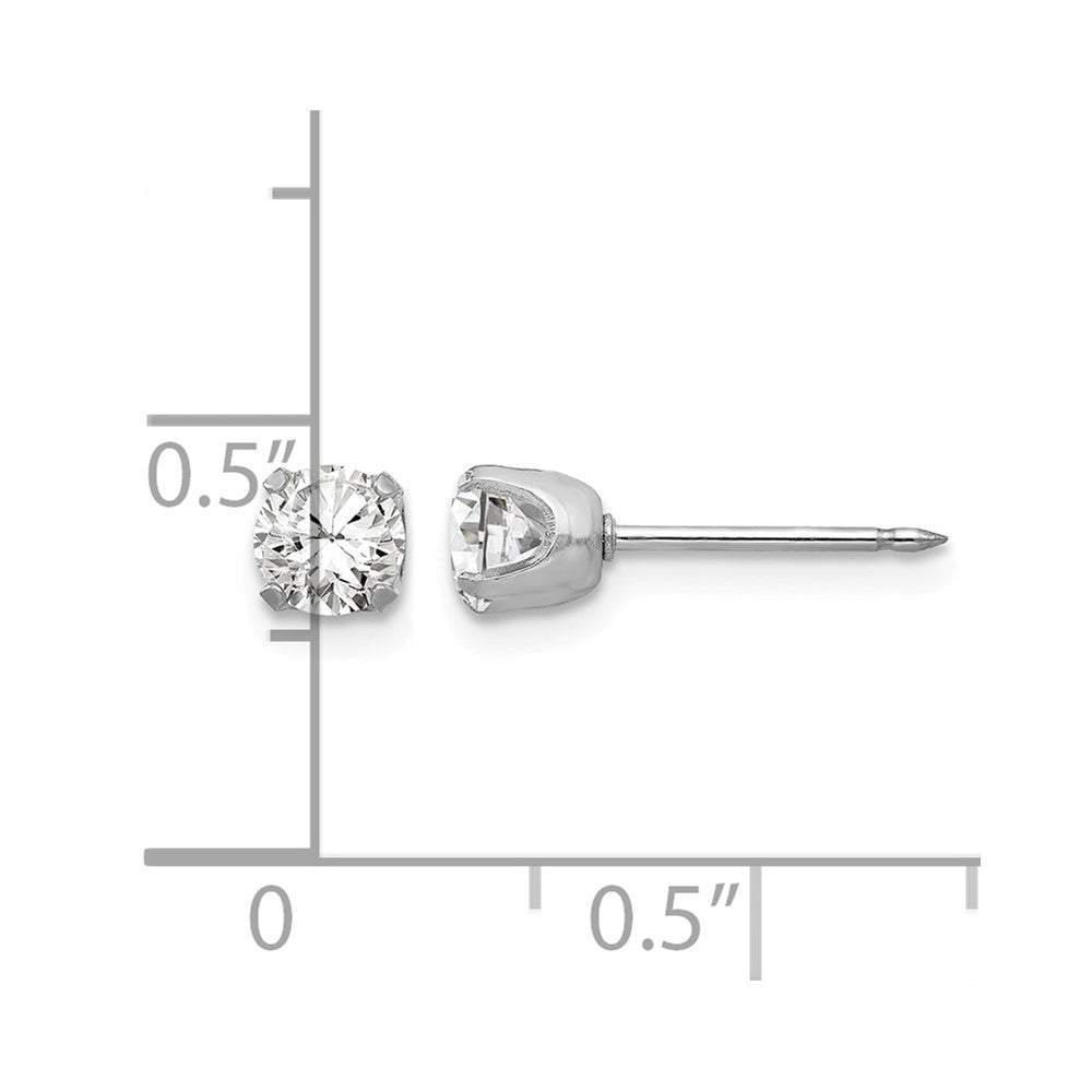 Inverness 14k White Gold 4.25mm CZ Post Earrings - Product Photo