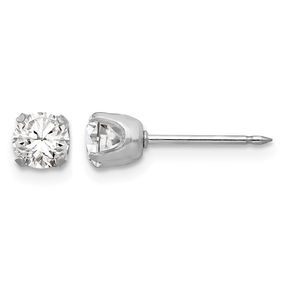 14K White Gold 4.25mm CZ Post Earrings