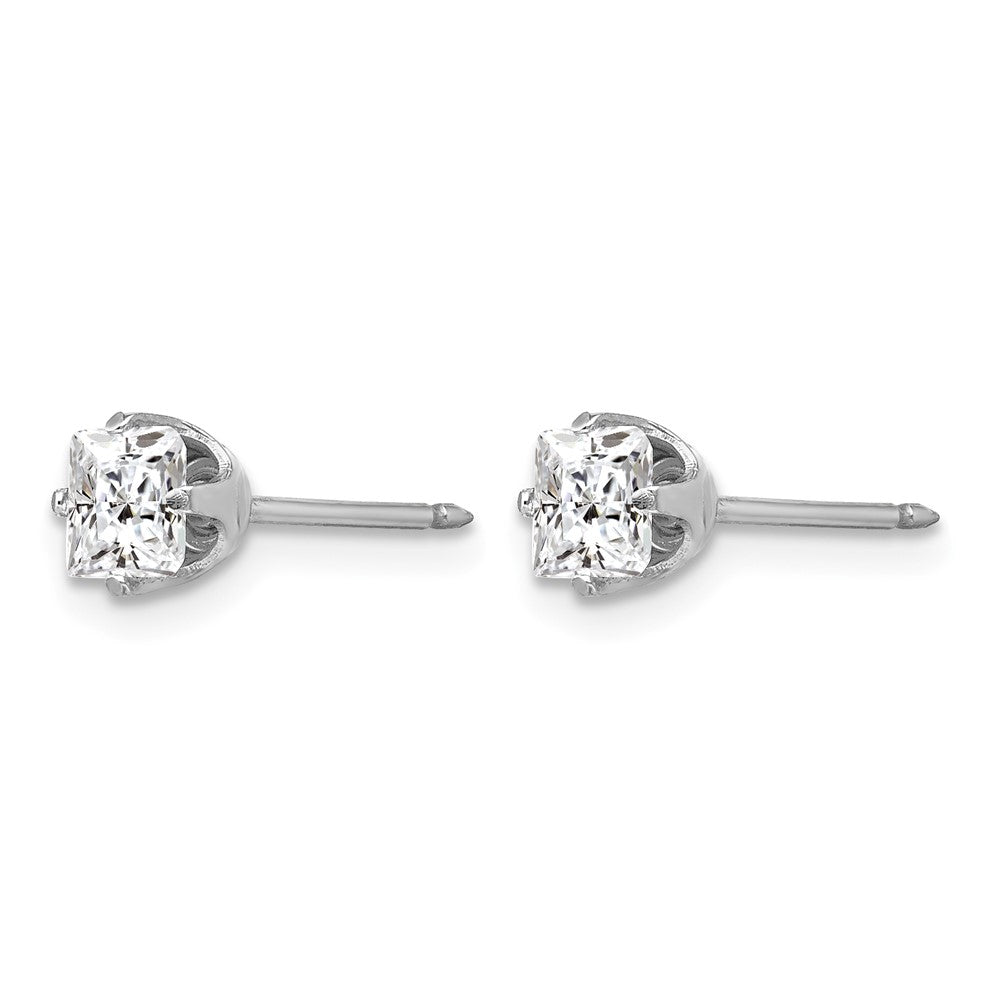 Inverness 14k White Gold 5mm Sq CZ Post Earrings - Product Photo