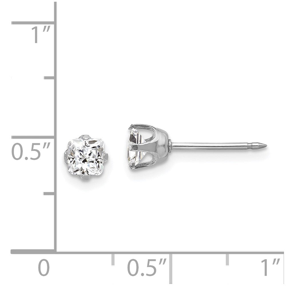 Inverness 14k White Gold 5mm Sq CZ Post Earrings - Product Photo