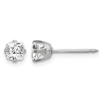 Inverness 14k White Gold 5mm Sq CZ Post Earrings - Product Photo