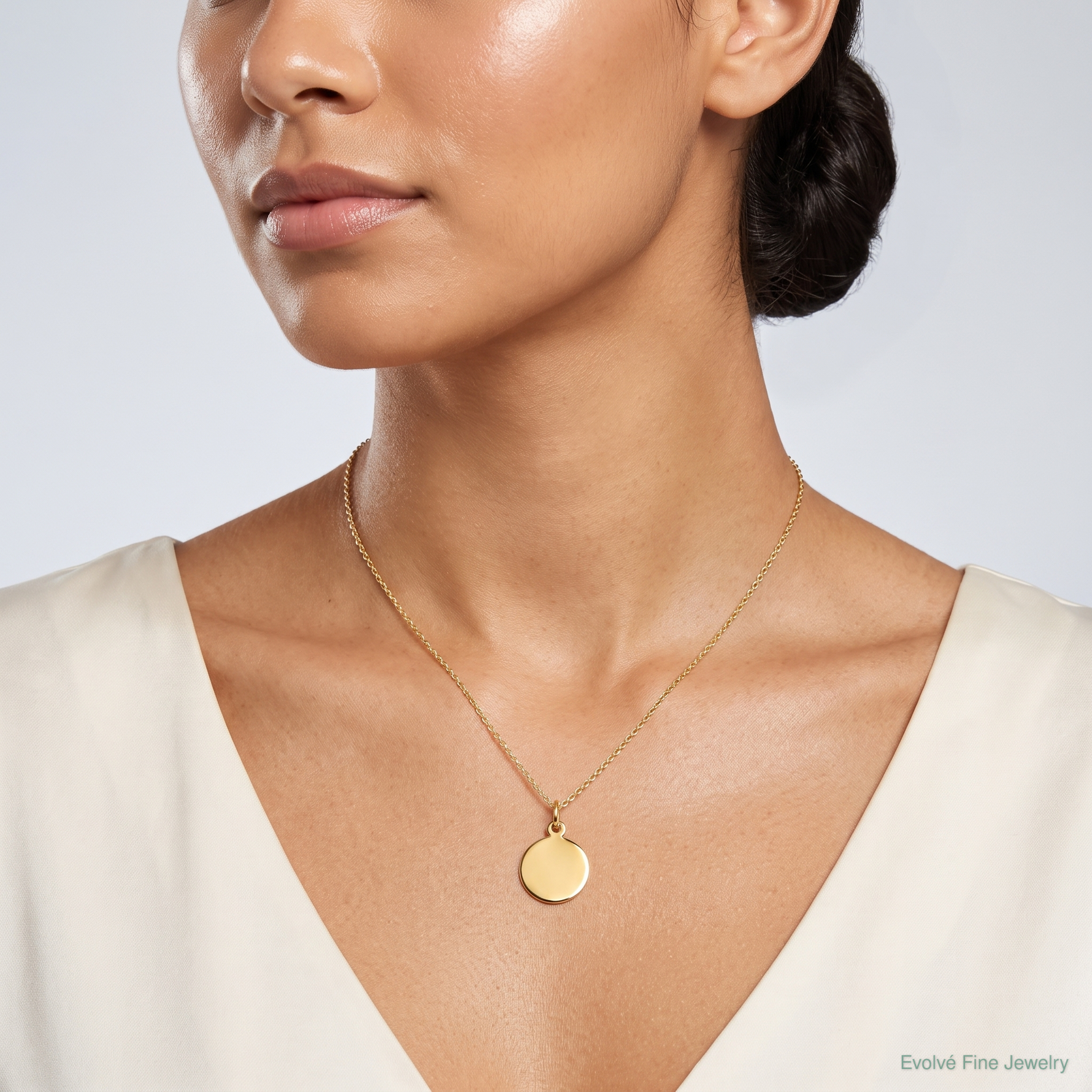14k Plain .013 Gauge Circular Engravable Disc Charm - Model Shot