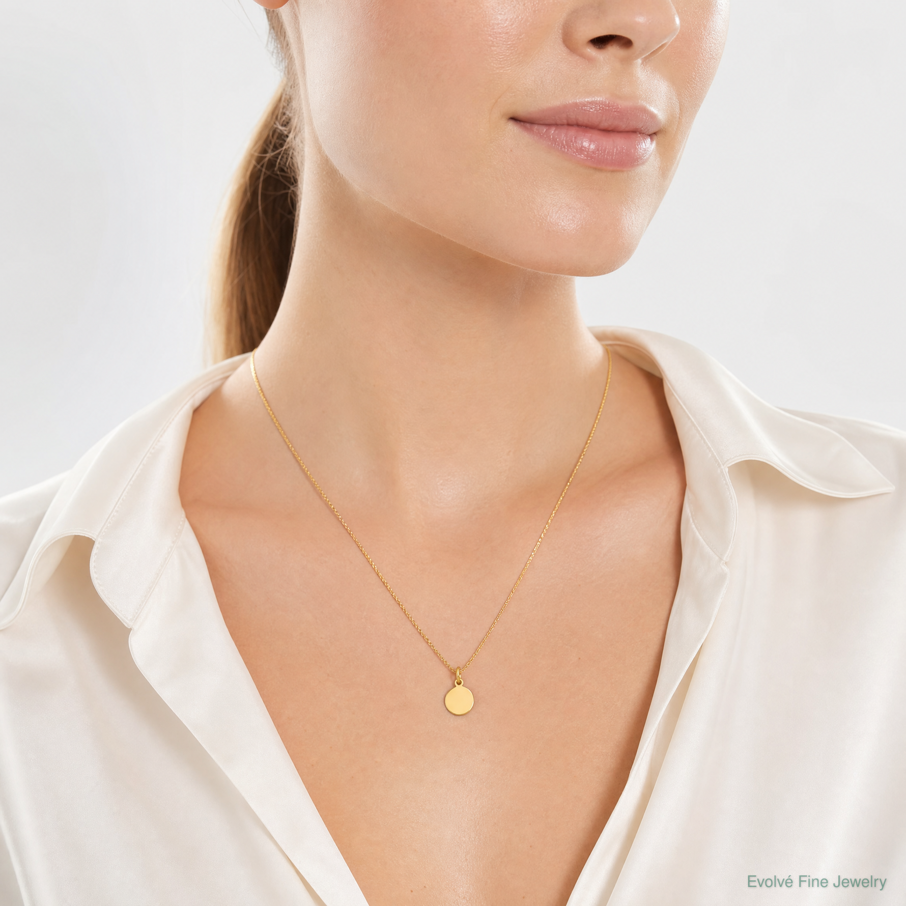 14k Plain .013 Gauge Circular Engravable Disc Charm - Model Shot