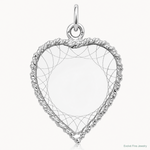 14k White Gold Etched Design .013 Gauge Engravable Heart Charm - Lifestyle View