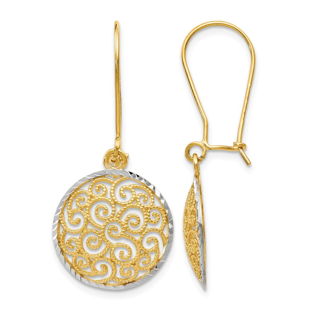 14K Two-tone Filigree Dangle Earrings