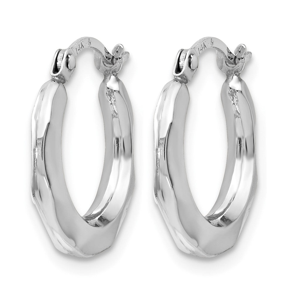 14K White Gold Polished Hinged Hoop Earrings