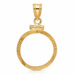 14k Diamond-cut 16.5mm x 1.35mm Screw Top Coin Bezel Pendant - Lifestyle View
