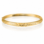 14k Florentine Hinged Baby Bangle - Lifestyle View