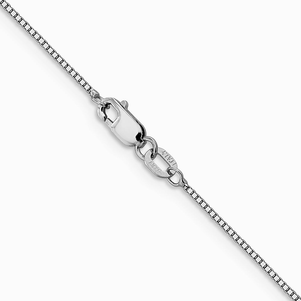 14K White Gold .8mm Box with Lobster Clasp Chain Necklace 16"-30" - Product Photo