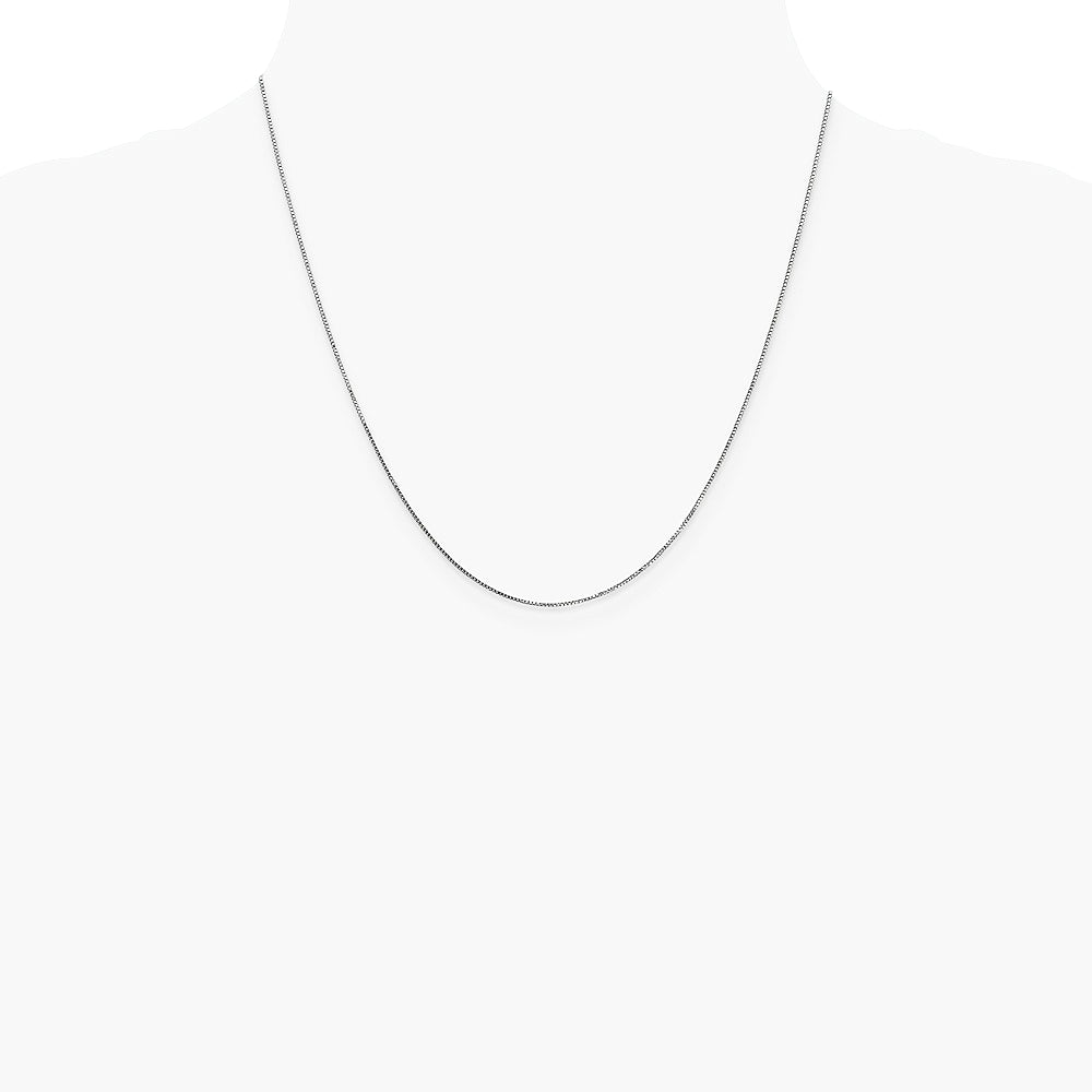 14K White Gold .8mm Box with Lobster Clasp Chain Necklace 16"-30" - Product Photo