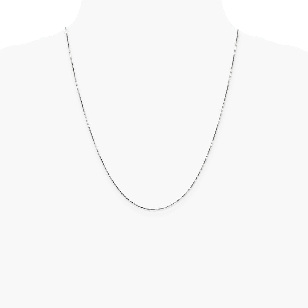14K White Gold .8mm Box with Lobster Clasp Chain Necklace 16"-30" - Product Photo