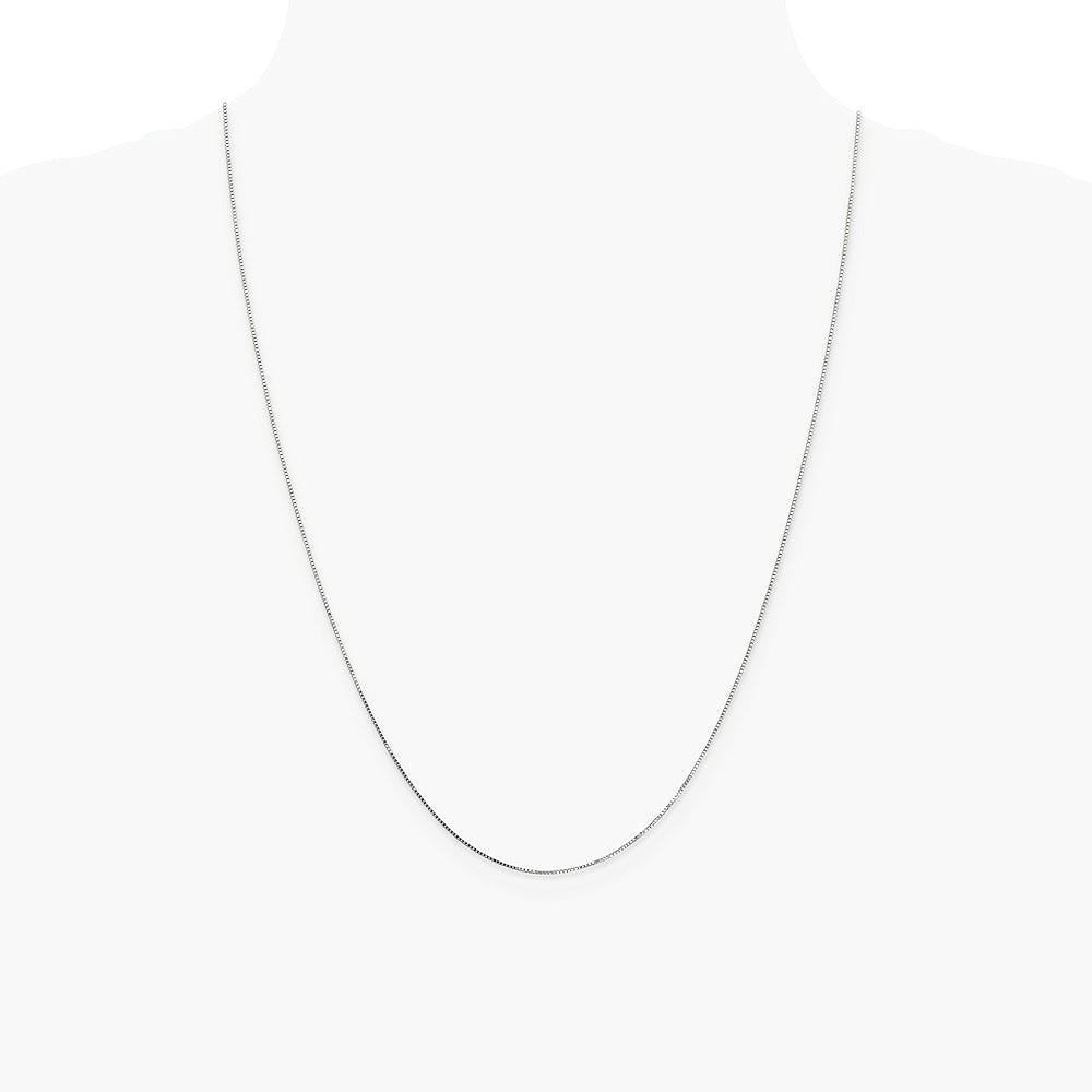 14K White Gold .8mm Box with Lobster Clasp Chain Necklace 16"-30" - Product Photo