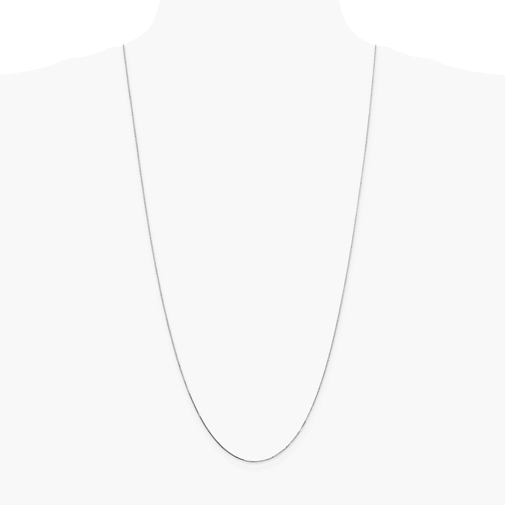14K White Gold .8mm Box with Lobster Clasp Chain Necklace 16"-30" - Product Photo