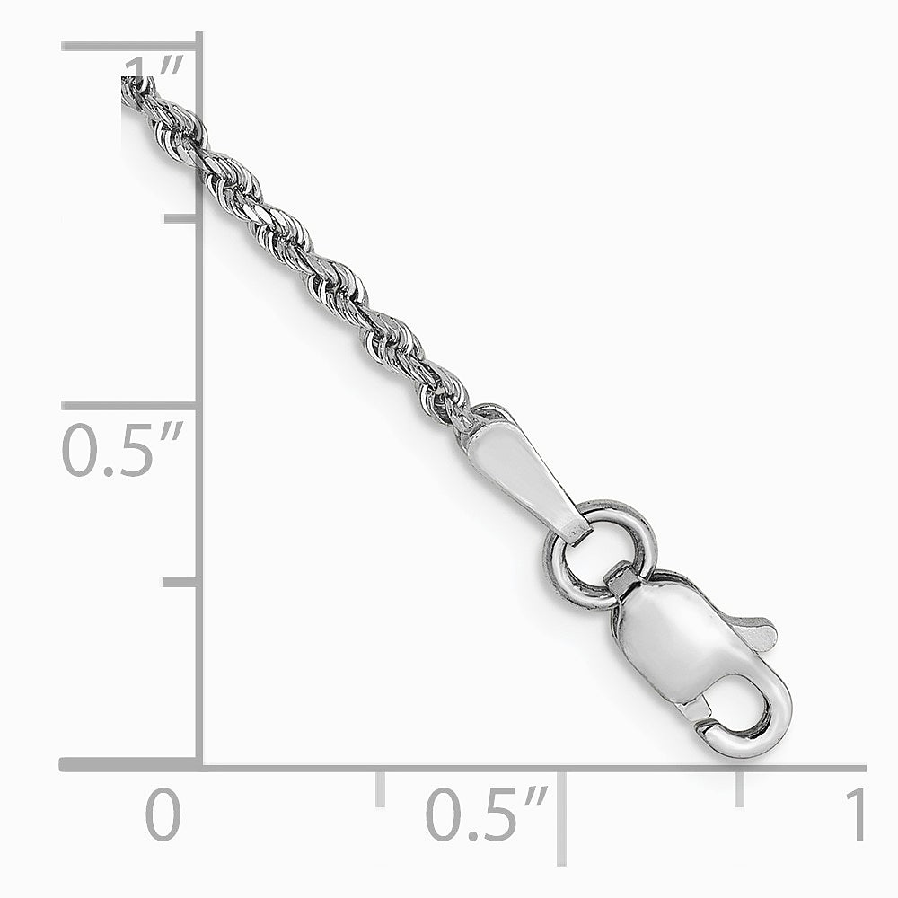 14K White Gold 1.5mm Diamond-cut Rope Chain Anklet Bracelet 7"-10" - Product Photo