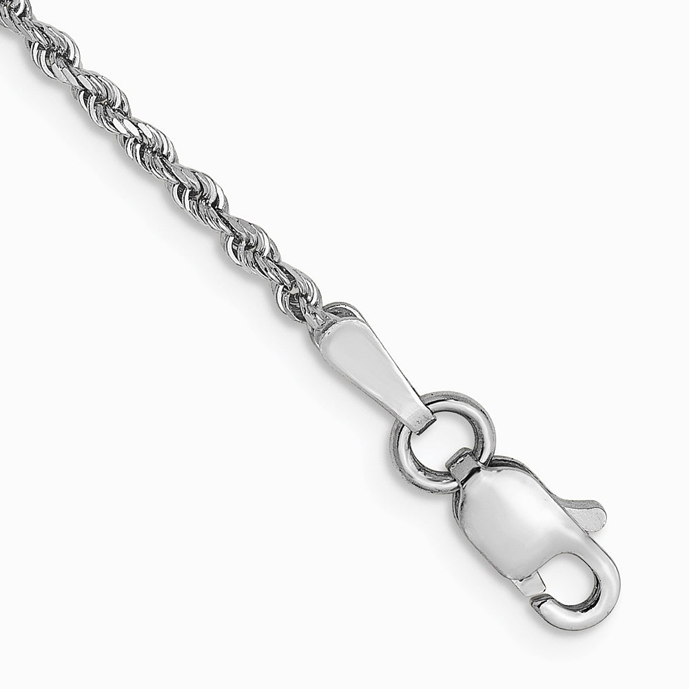 14K White Gold 1.5mm Diamond-cut Rope Chain Anklet Bracelet 7"-10" - Product Photo