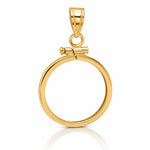 14k Polished 17.8mm x 1.35mm Screw Top Coin Bezel Pendant - Lifestyle View