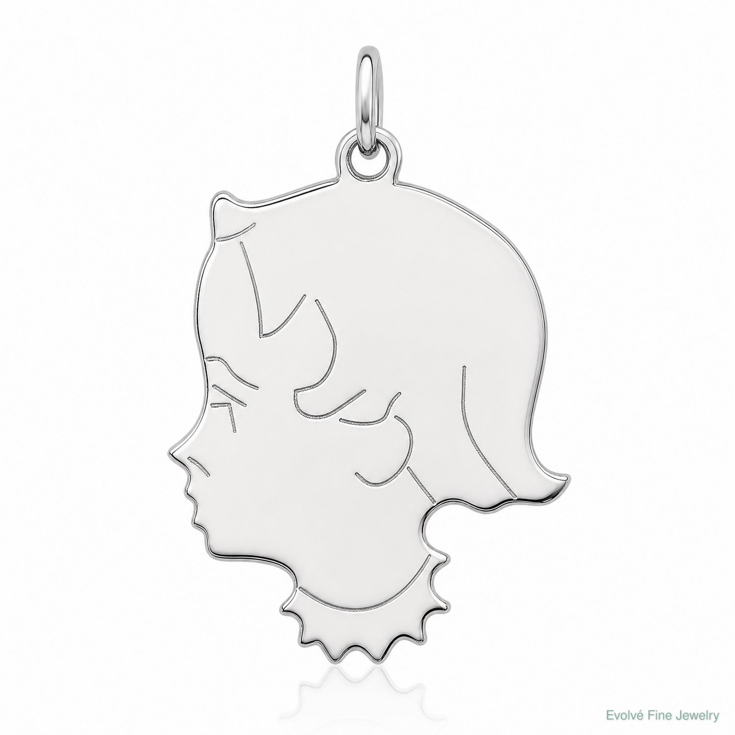 SSilver Rh-plt Engravable Girl Polished Front/Satin Back Disc Charm - Lifestyle View