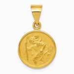 18K Yellow Gold Saint Christopher Medal Pendant - Product Photo
