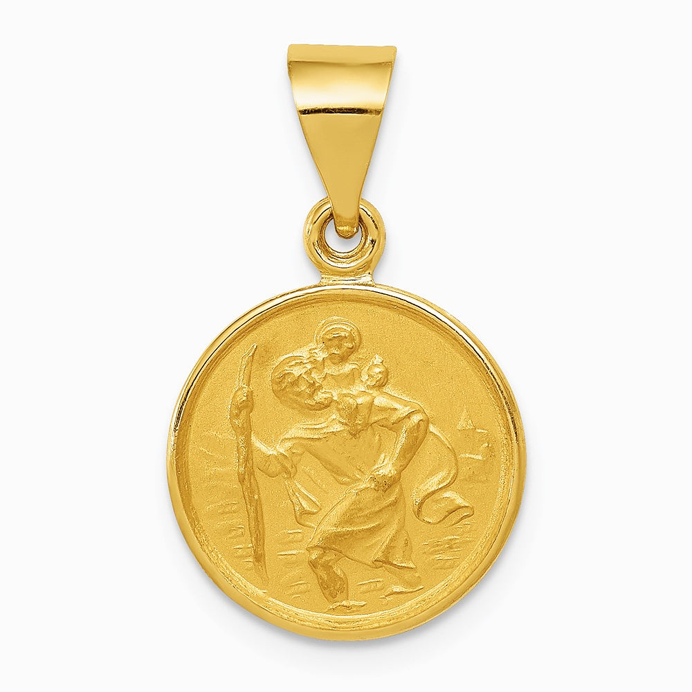 18K Yellow Gold Saint Christopher Medal Pendant - Product Photo
