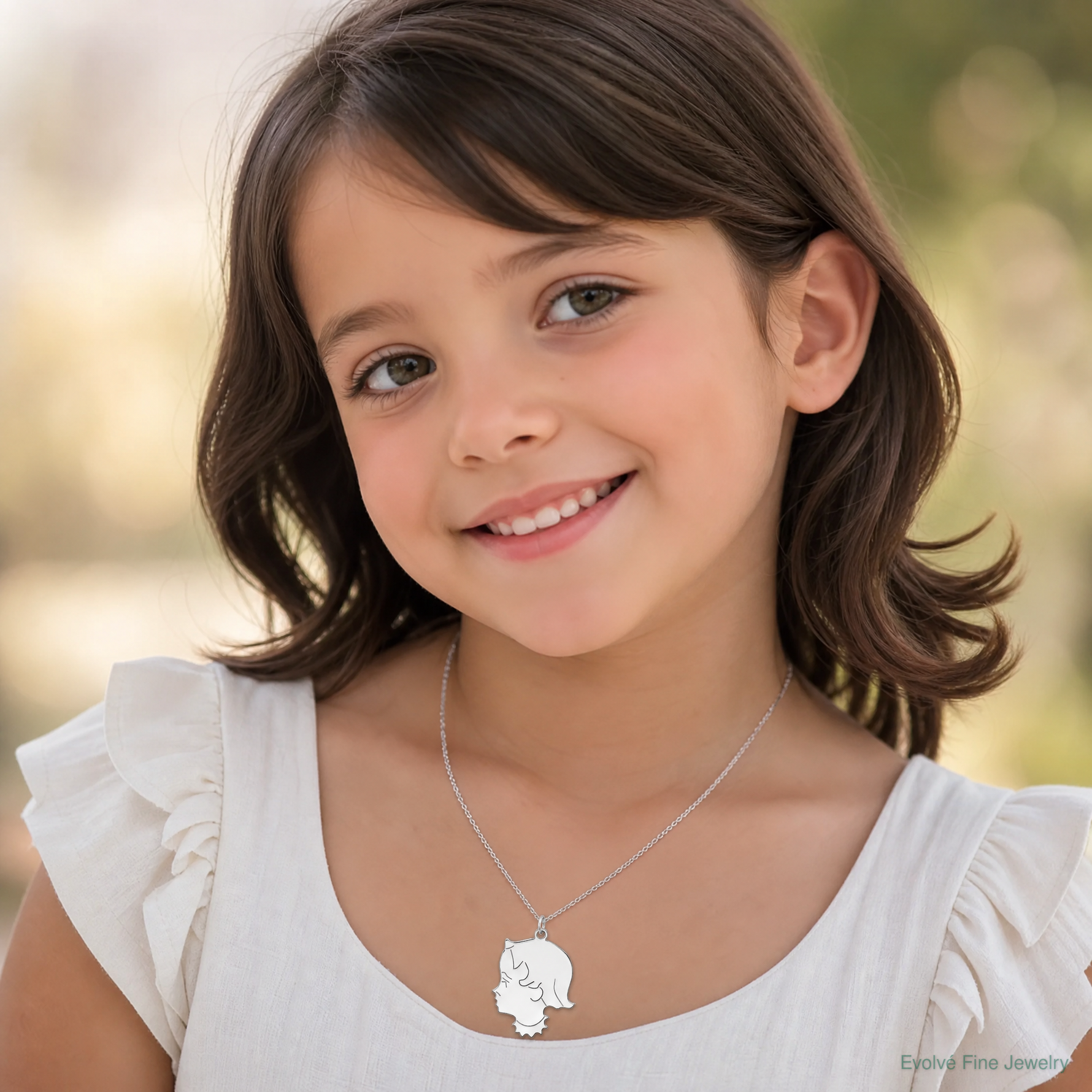 SSilver Rh-plt Engravable Girl Polished Front/Satin Back Disc Charm - Model Shot
